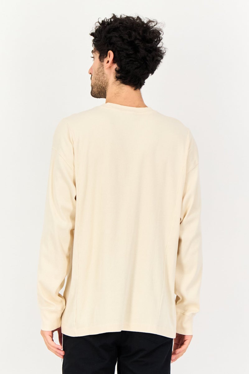 Reebok ملابس رياضية للرجال بأكمام طويلة مناسبة، خارجي، سويت شيرت، كريمي - Image 2